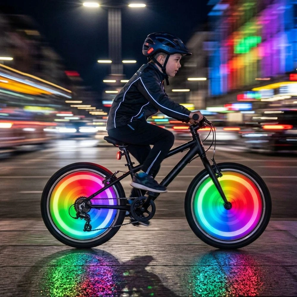 LED DVIRAČIO ŽIBINTAS, DVIRAČIO RATAS, APŠVIETIMAS NAKTĮ, Dviračiui 4x