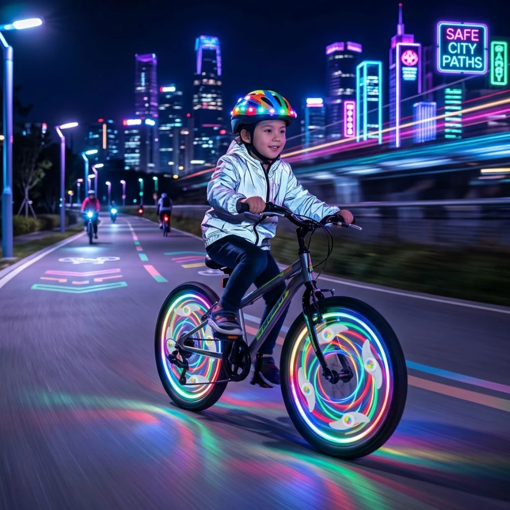 LED DVIRAČIO ŽIBINTAS, DVIRAČIO RATAS, APŠVIETIMAS NAKTĮ, Dviračiui 4x