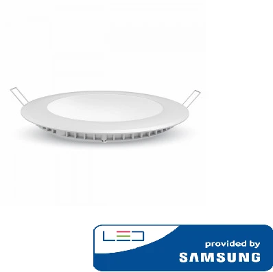 6W LED įmontuojama panelė premium V-TAC, apvali, 6400K (šaltai balta), SAMSUNG LED chip