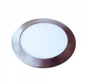 18W LED įmontuojama panelė V-TAC Slim, satino / nikelio spalvos, apvali, (4500K) natūraliai balta