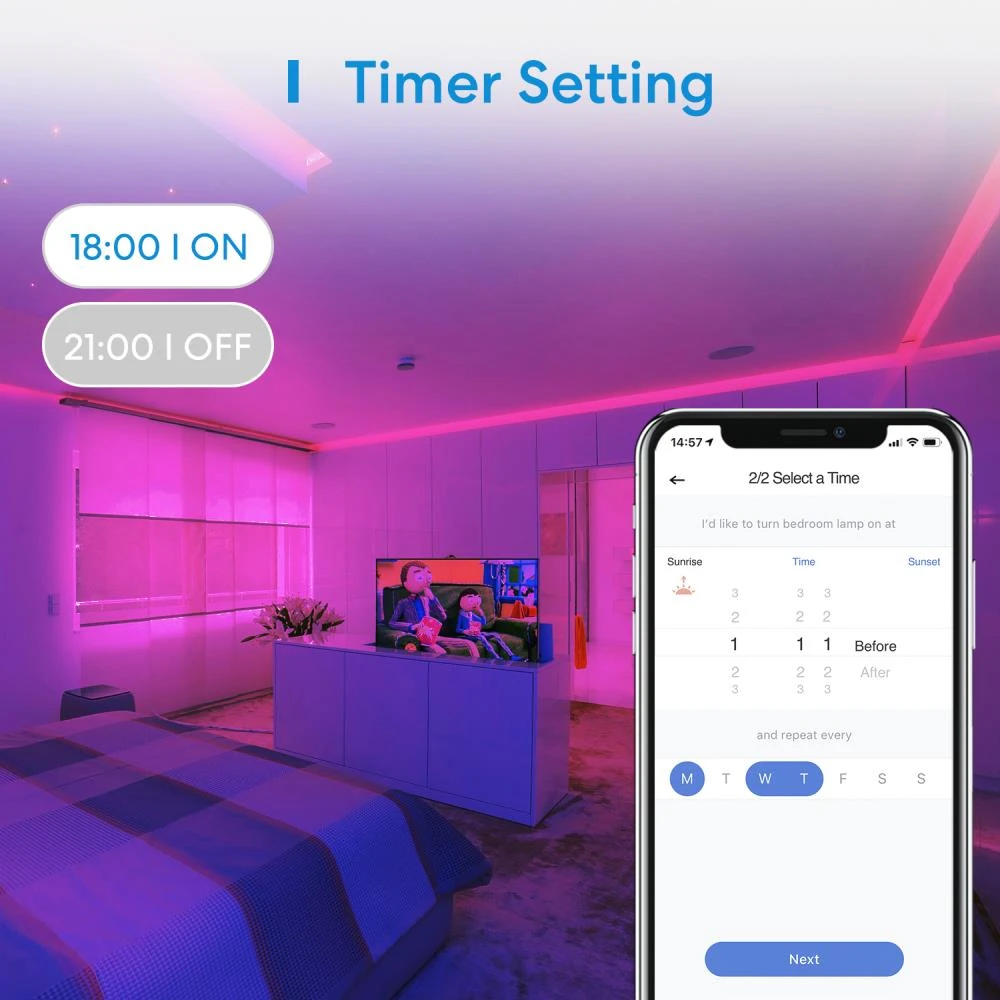 Meross MSL320HK 10 metrų Wifi LED juosta valdomas Apple Homekit, SmartThings