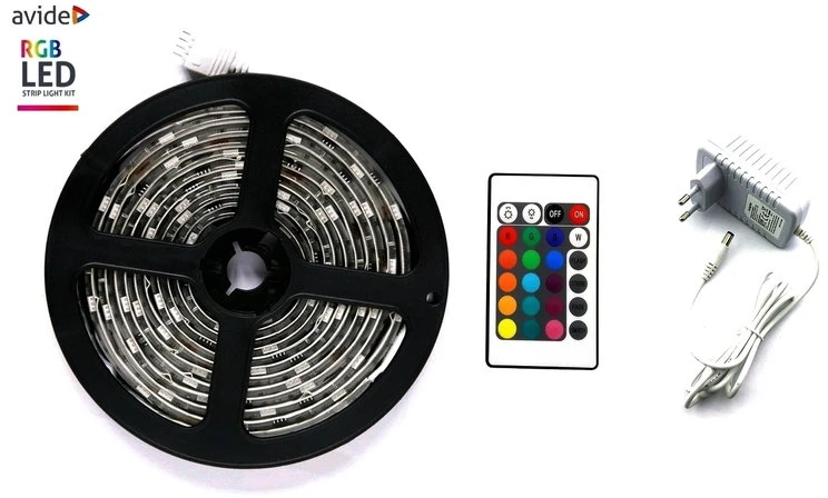 LED juosta Avide RGB 5050 su pultu IP20, 3 m