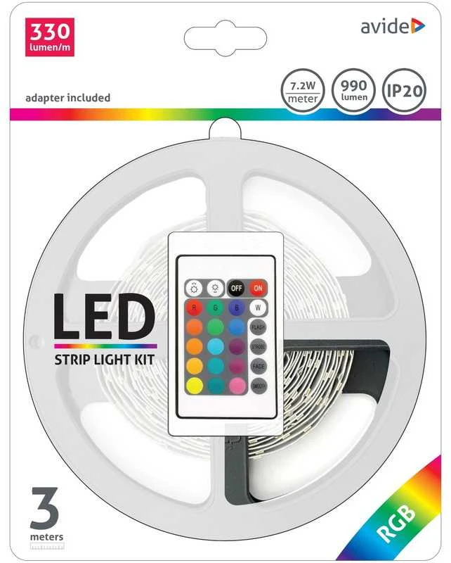 LED juosta Avide RGB 5050 su pultu IP20, 3 m