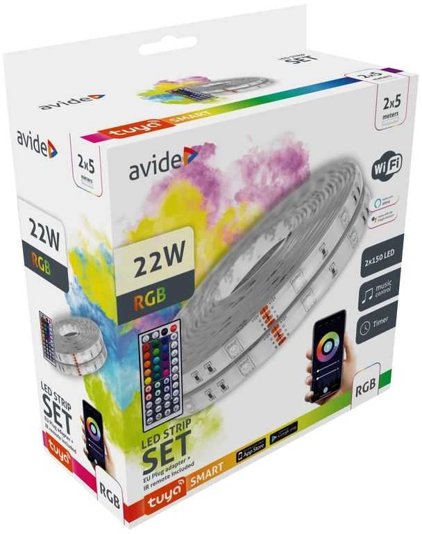 LED juosta Avide 22W RGB 10m WIFI+Music control, su pultu, IP65