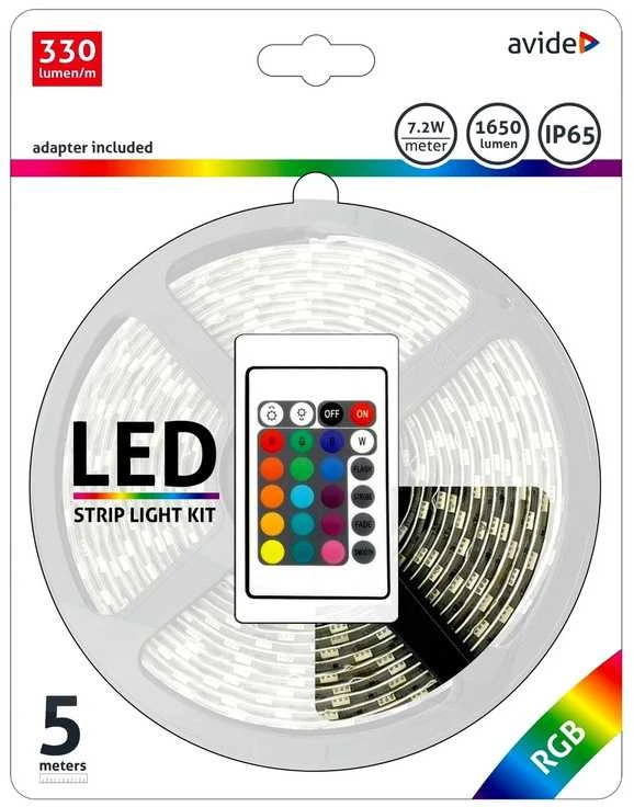 LED juosta Avide RGB 5050 su pultu IP65, 5m