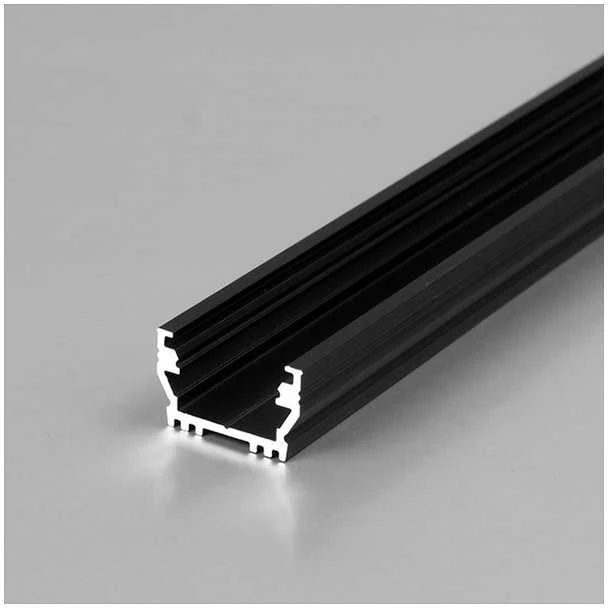 LED juostos profilis UNI12 BCD/U, juodas, 2m