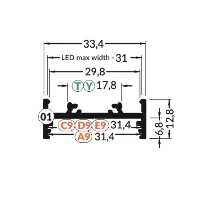 3m LED juostos profilio VARIO30-01, baltas