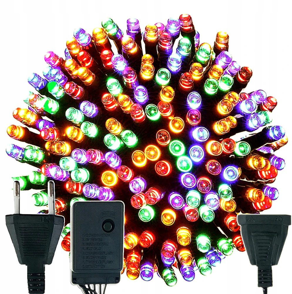 LED Kalėdų eglutės lemputės SPALVINGOS 300 ĮVAIRIŲ SPALVŲ