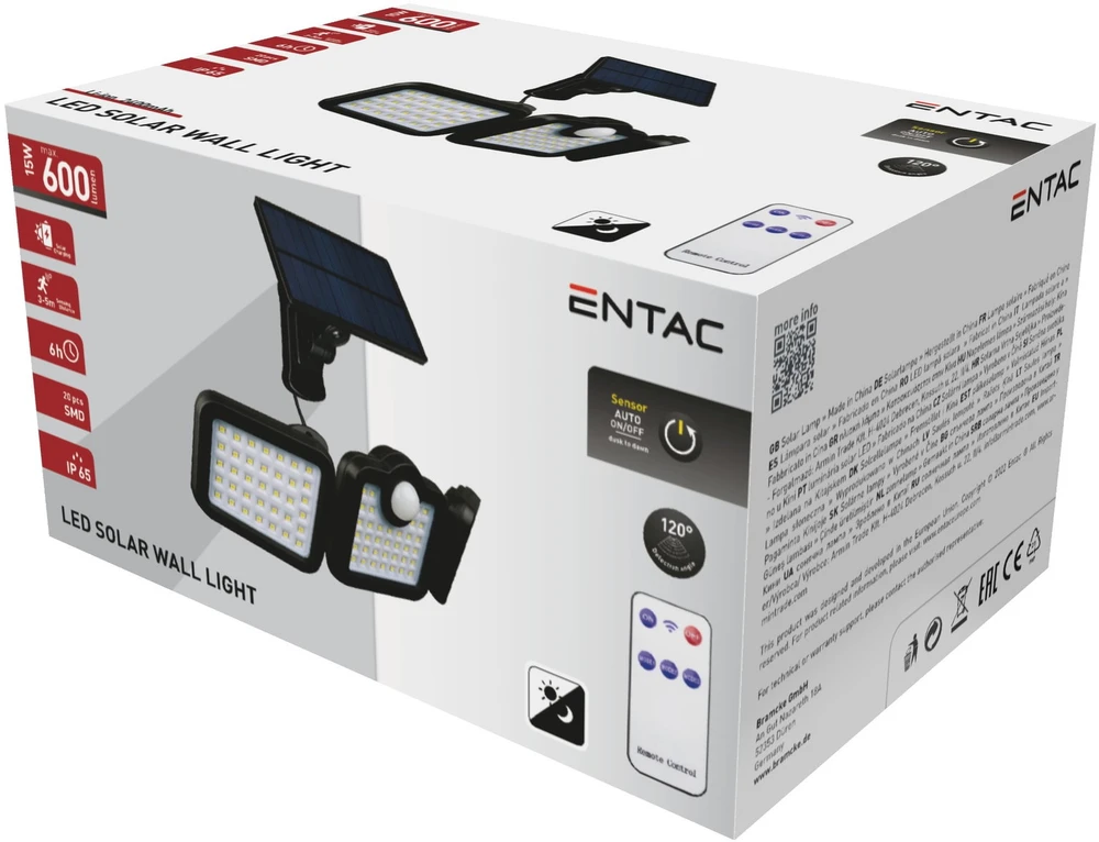 Prožektorius LED Entac Solar 10W SMD PIR