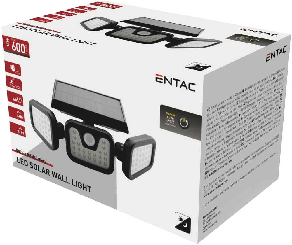 Prožektorius LED Entac Solar 15W SMD PIR