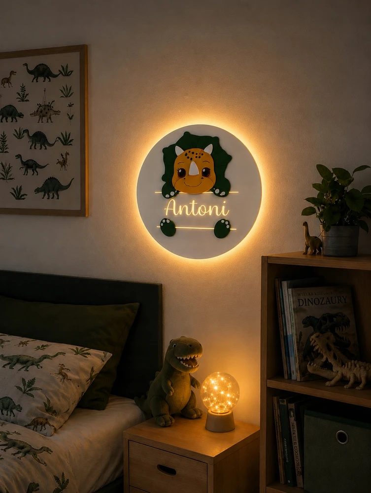 LED lempa 30 cm su pavadinimu PERSONALIZUOTAS DINOZAURAS
