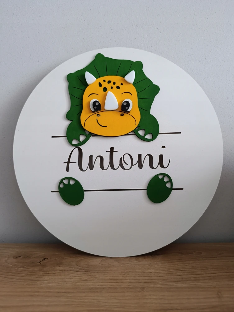 LED lempa 30 cm su pavadinimu PERSONALIZUOTAS DINOZAURAS