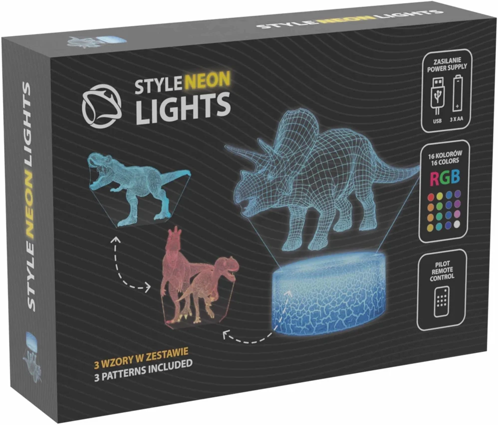 LED lempa MANTA Style Neon Lights Dinosaurs SNL117RGB