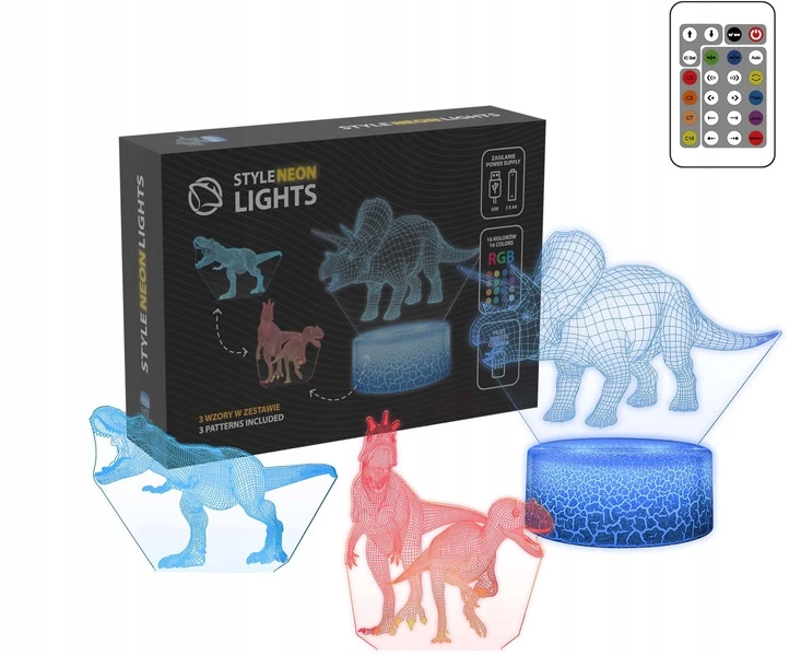 LED lempa MANTA Style Neon Lights Dinosaurs SNL117RGB