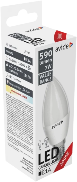 Avide LED lemputė 4.5W B35 E14 6400K