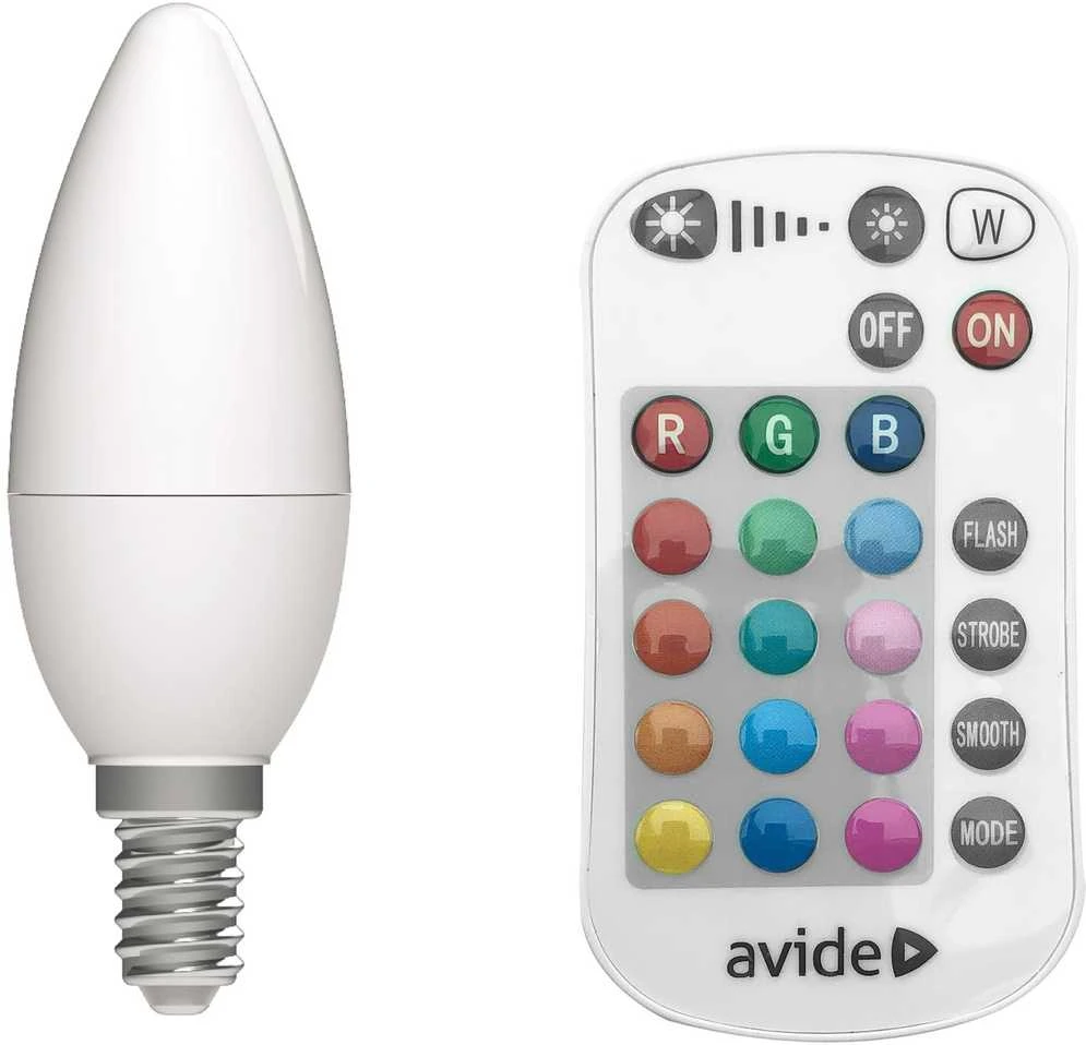LED lemputė Avide Smart 4.9W RGB+W E14 su pulteliu