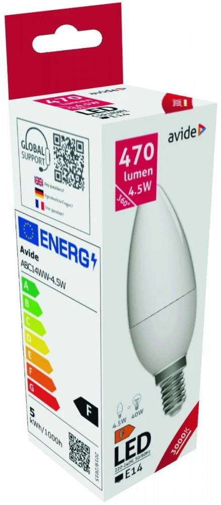 Avide LED lemputė 7W E14 3000K