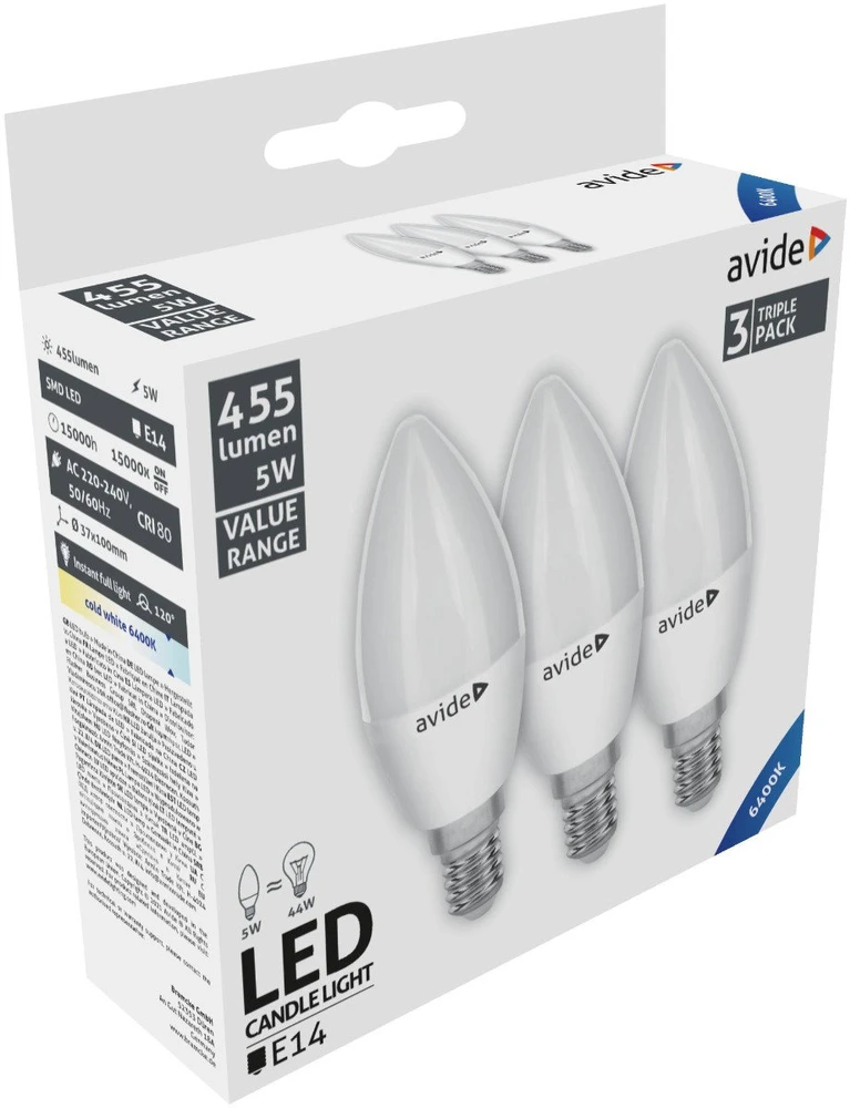 Avide LED lemputė 4.5W G45 E14 6400K
