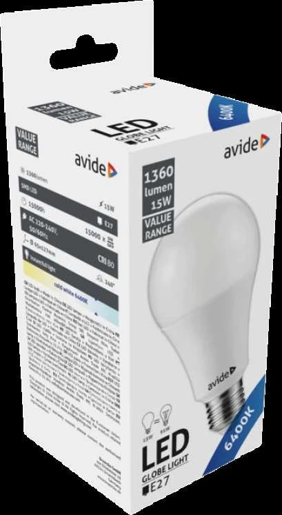 Avide LED lemputės 15W E27 6400K