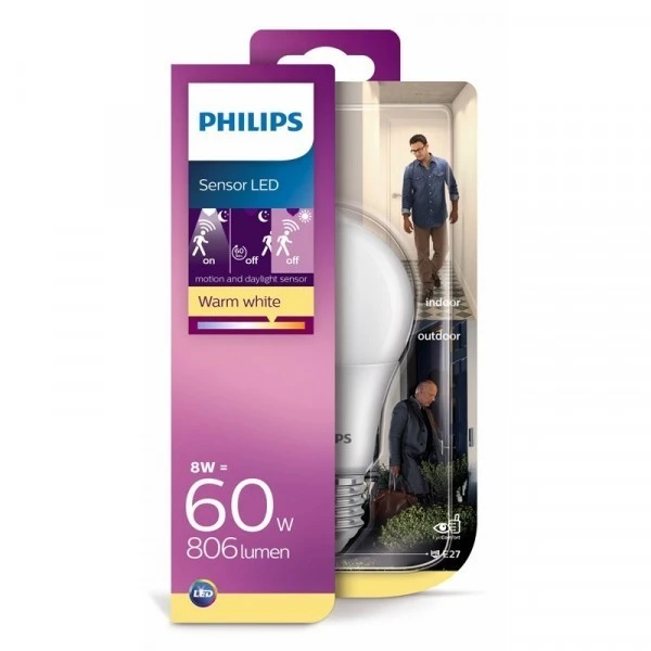 LED lemputė Avide 8.8W A60 E27 4K PIR sensor