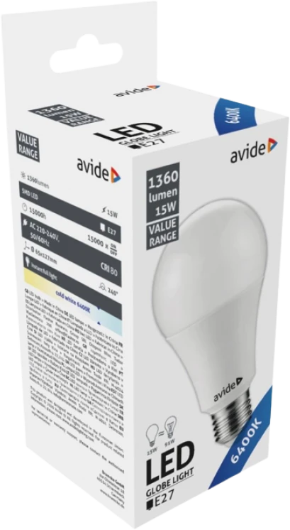 Avide LED lemputė 6.5W G45 E27 6400K