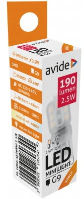 LED lemputė Avide 2.5W G9 3000K