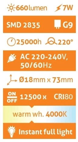 LED lemputė Avide 7W G9 4000K