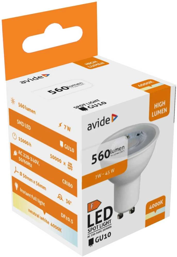 LED lemputė Avide 7W GU10 36° 4000K