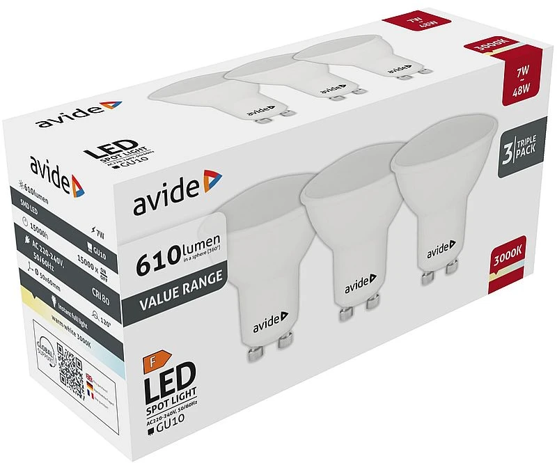 Avide LED lemputė 7W GU10 3000K