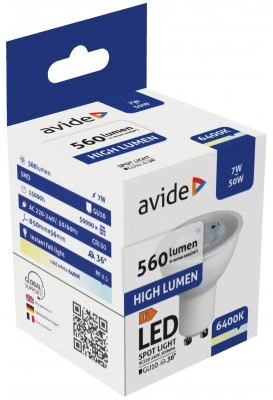 Avide LED lemputė 7W GU10 6400K