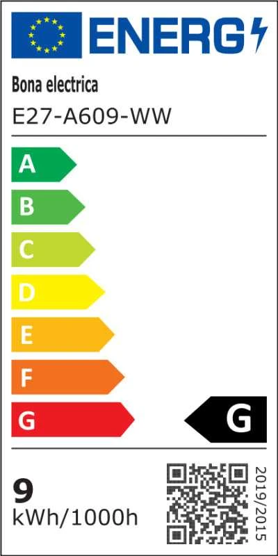 Bona Electrica Led lemputė E27 A60 9W WW