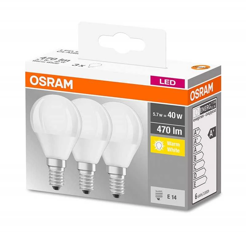 Led lemputė Osram CLP40 5.7W E14 Šiltai balta 3 vnt.