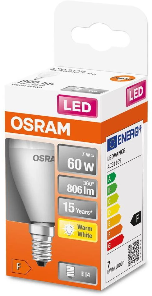 Osram 7W LED lemputė LED STAR CLASSIC P 60 FR, E14, 2700K