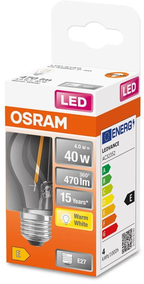 Osram 4W LED lemputė LED Retrofit CLASSIC P 40, E27, 2700K