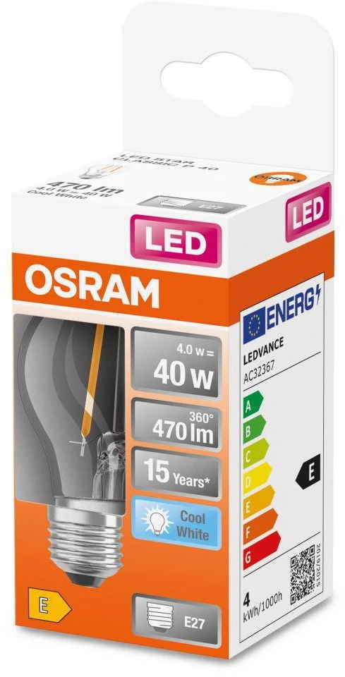 Osram 4W LED lemputė LED Retrofit CLASSIC P 40, E27, 4000K