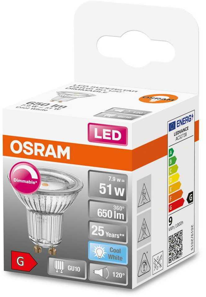 LED lemputė OSRAM, GU10, PAR 16 80, 6,1 W, 4000K, 575 lm, 36°, non-dim