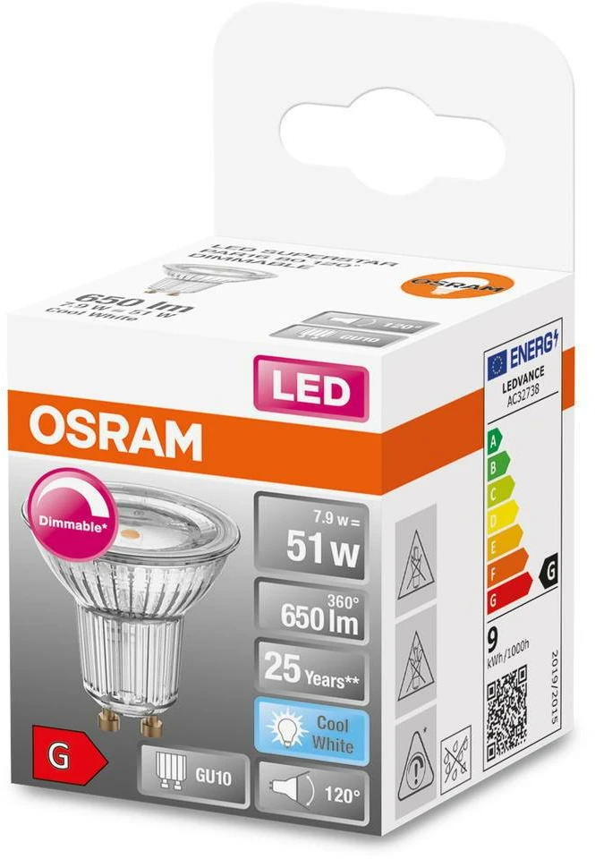 LED lemputė OSRAM, GU10, PAR 16 80, 6,1 W, 4000K, 575 lm, 36°, non-dim