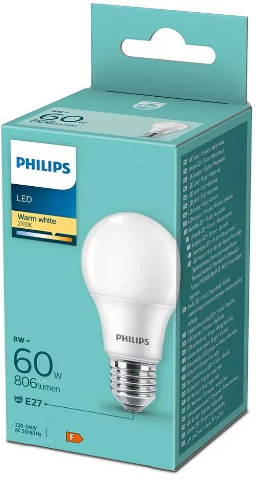 Philips LEMPUTĖ LED A60 8W E27 2700K 806LM