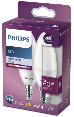 Philips LEMPUTĖ LED B38 7W E14 4000K 830LM PL/MAT
