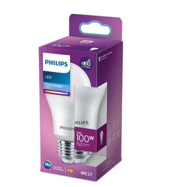LED lemputė PHILIPS, A60, E27, 12,5 W, 1521 lm, 6500 K