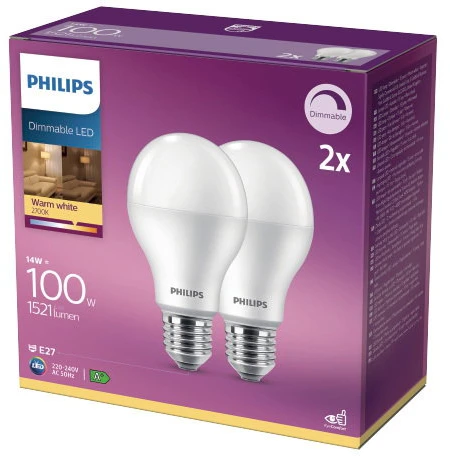 LED lemputė PHILIPS, A60, E27, 12,5 W, 1521 lm, 6500 K