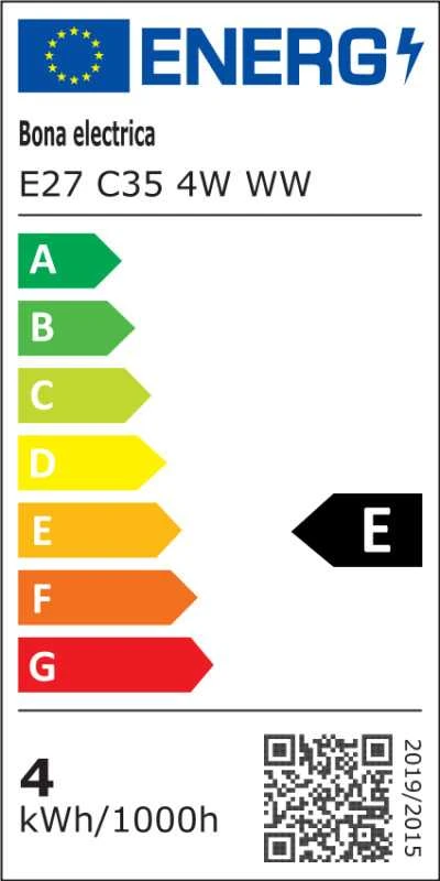Bona Electrica Led lemputė su gijomis E27 C37 4W WW