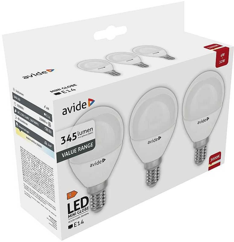 Avide LED lemputė 4W E14 3000K 3vnt