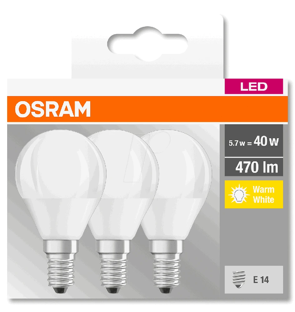 LED lemputė Osram LED, B40, balta, E14, 6.6 W, 800 lm