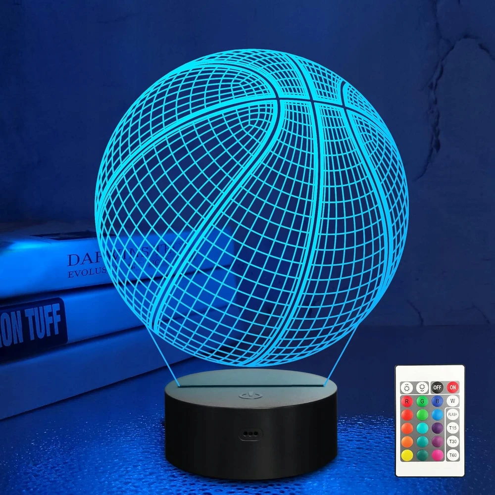 LED NAKTINĖ LAMP KREPŠINIO KREPŠINIO KREPŠINIO 3D GIMTADIENIO DOVANA