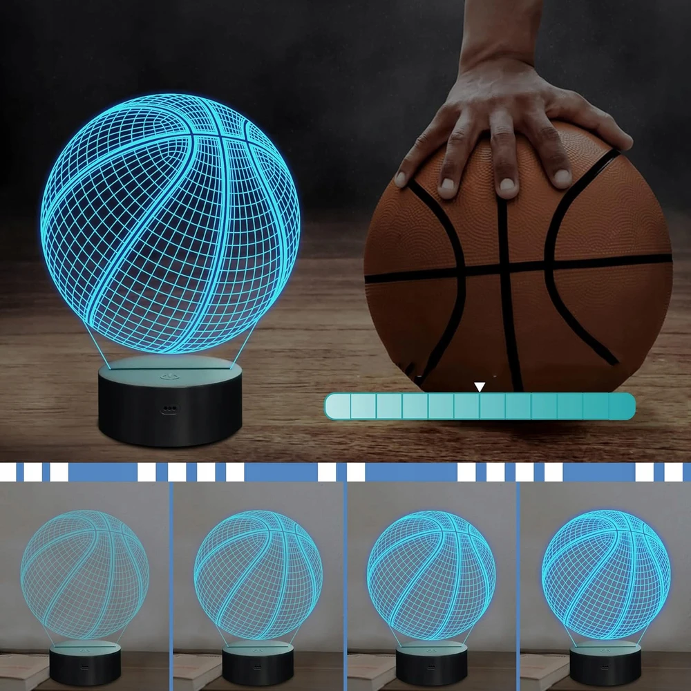 LED NAKTINĖ LAMP KREPŠINIO KREPŠINIO KREPŠINIO 3D GIMTADIENIO DOVANA
