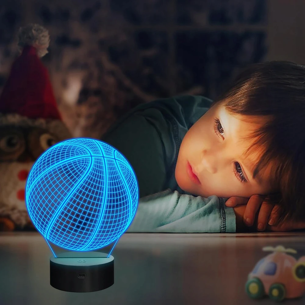 LED NAKTINĖ LAMP KREPŠINIO KREPŠINIO KREPŠINIO 3D GIMTADIENIO DOVANA