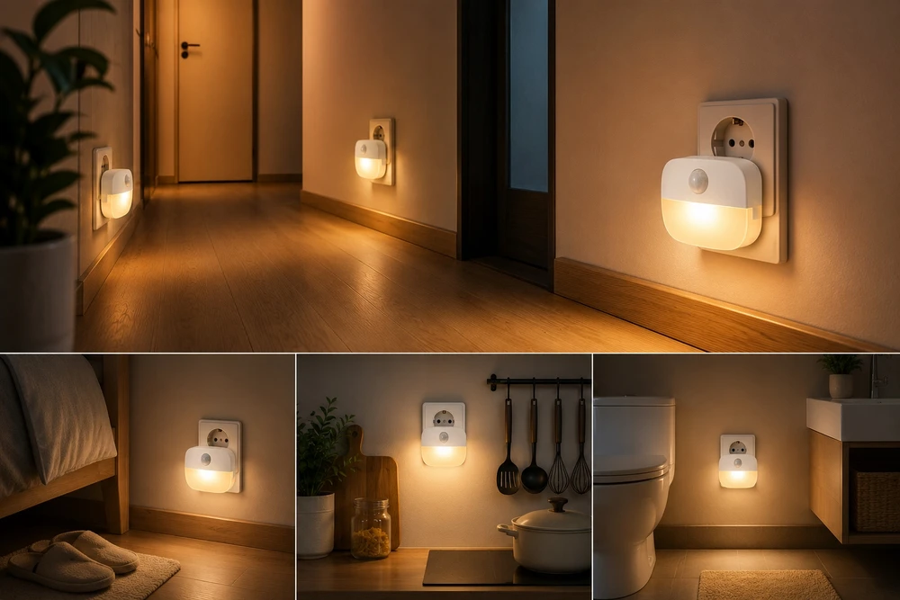 LED NAKTINĖ LEMPA DUSK JUDĖJIMO JUDĖJIMO LIZDAS 3 REŽIMAI SUSISIEKTI SU NEXOO