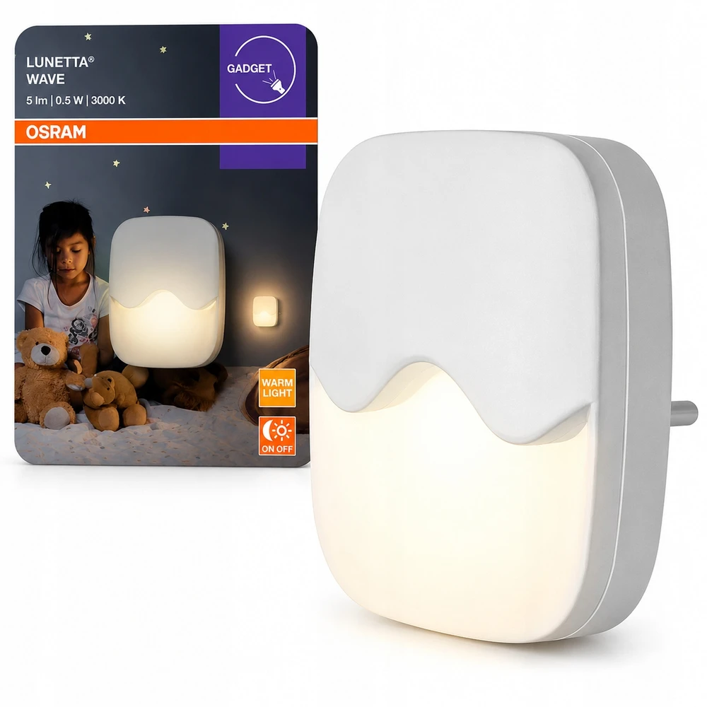 LED naktinė lempa su šviesos jutikliu kontaktiniam lizdui 3000K IP20 OSRAM