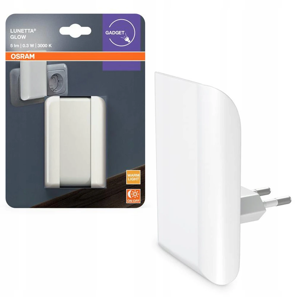 Osram 0,28W LED naktinis šviestuvas LUNETTA, baltas, 3000K, su šviesos jutikliu